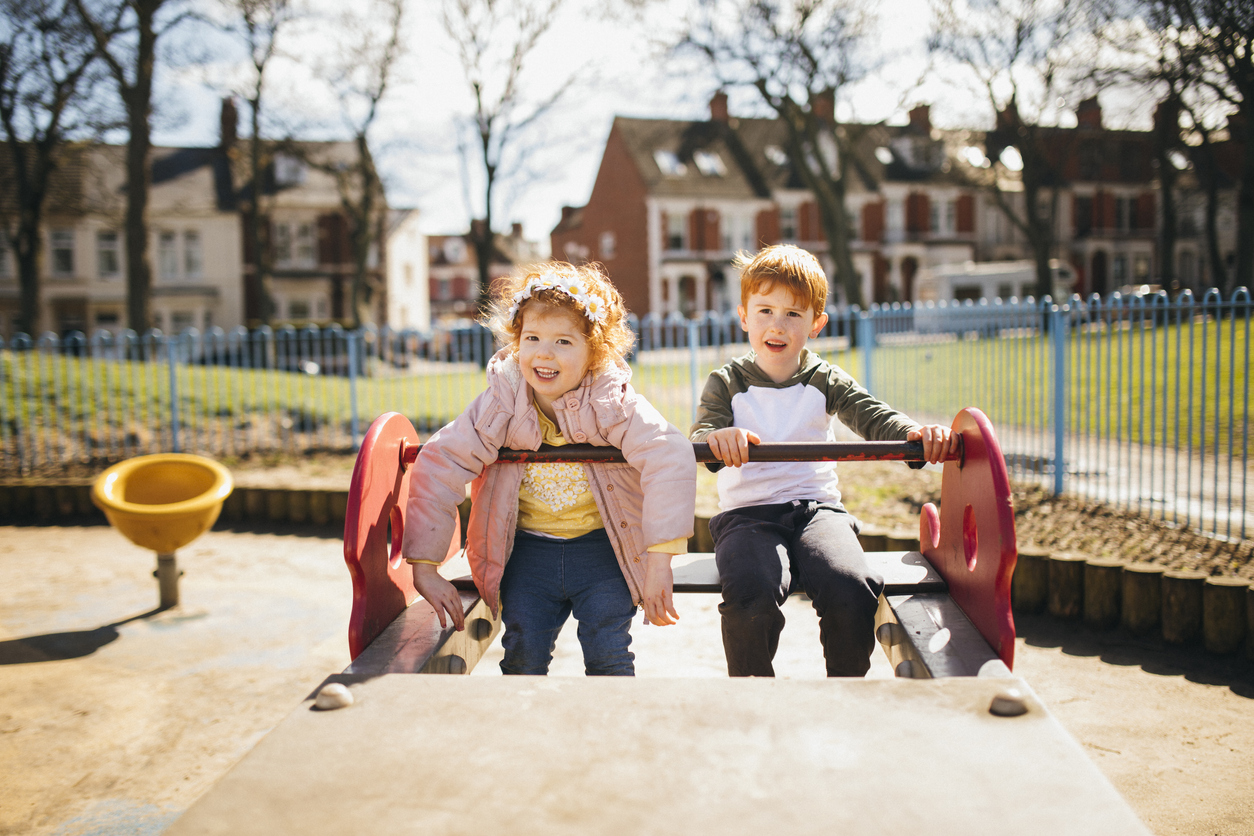 Young Children Having Fun in the Park