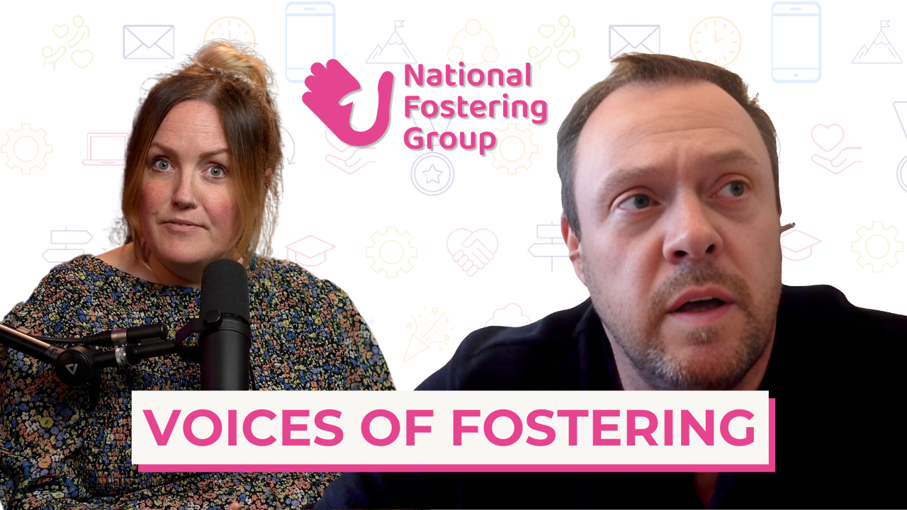 Voices of Fostering Podcast Thumbnail - foster carers and host.